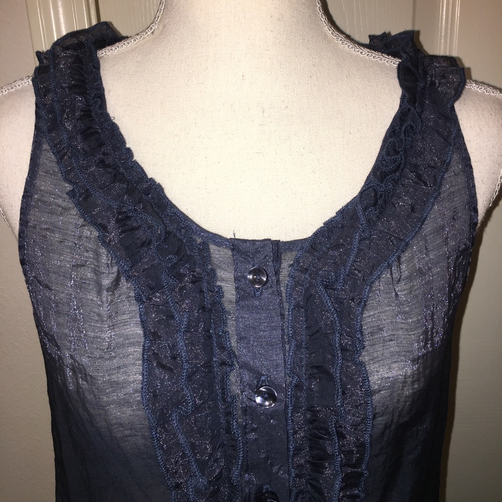 Body Central Sheer Ruffle Top - Picture 2 of 7